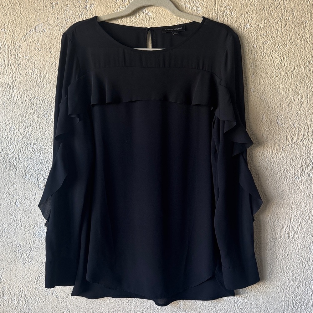 Banana Republic Black Ruffle Blouse